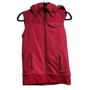 Burton Vest Womens WB STARR Size Small Red Dry Ride Full Zip Hooded Snowboarding